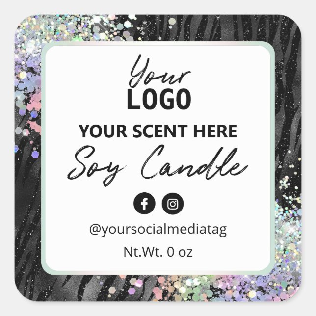 Etiketter för sojabandle i holografiskt Glitter Ze (Framsida)