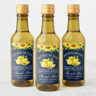 Etiketter för solros Limoncello Blue Wood Mini Fla