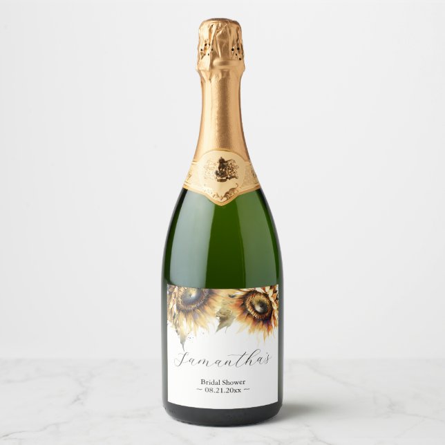 Etiketter för solrosttema för champagnetiketter (Framsida)