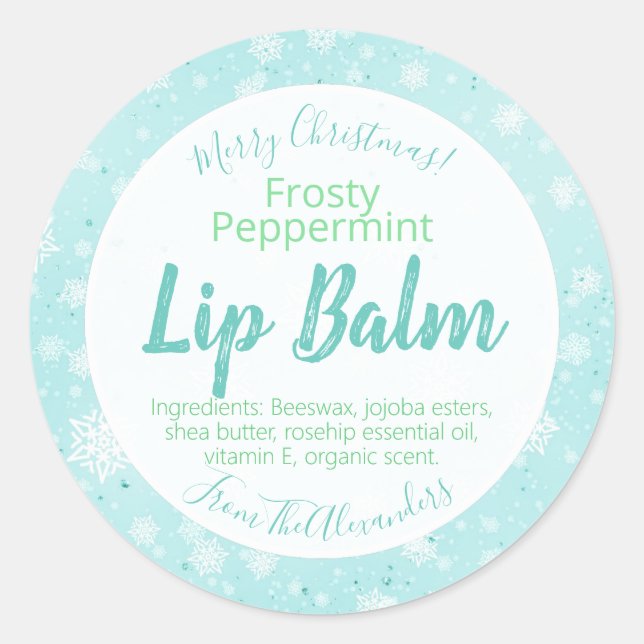 Etiketter för sommarkolv Peppermint Lip Balm (Framsida)