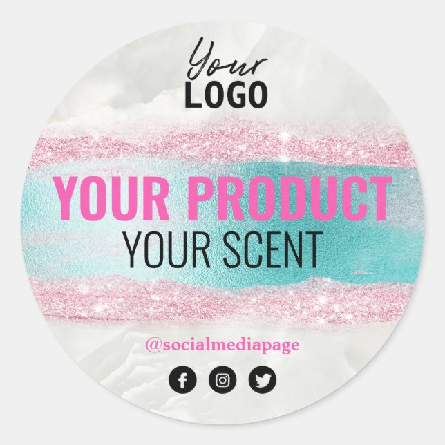 Etiketter för spa och skinkare Rosa Blue (Framsida)