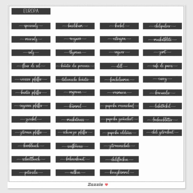 Etiketter för Spice Burk (Ark)