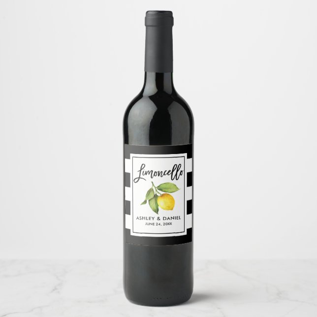 Etiketter för streckade Limoncello Lemon-etiketter (Framsida)