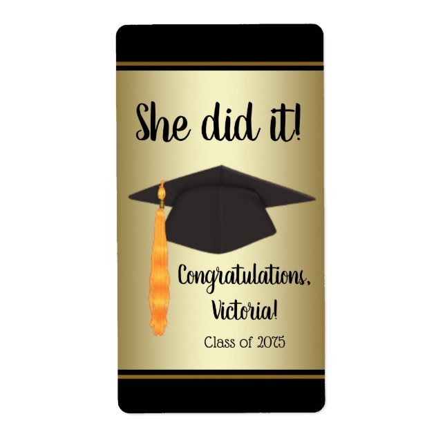 Etiketter för studentmössa och Flaska Fraktsedel (Framsidan)