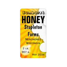 Etiketter för sunburst and Clouds honey Burk