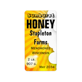 Etiketter för sunburst and Clouds honey Burk Adressetikett