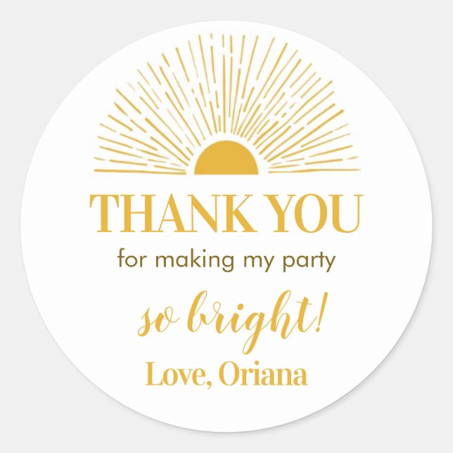 Etiketter för sunshine Sticker Birthday Baby Showe (Framsida)