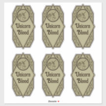 Etiketter för Unicorn Blood Potion Flaska
