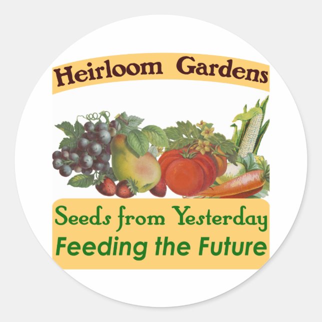 Etiketter för utsäde av Heirloom Gardens (Framsida)