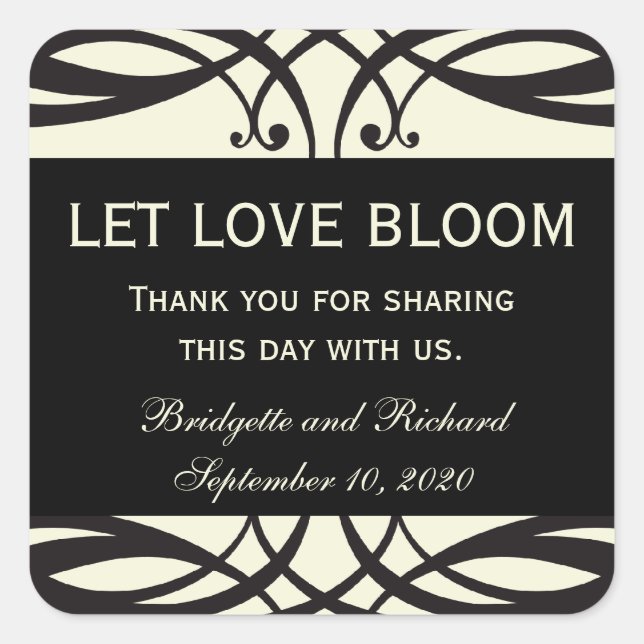 Etiketter för utsädespaket i Art Deco Bröllop (Framsida)