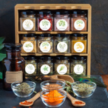 Etiketter för vattenfärgen Herb och Spice Burk