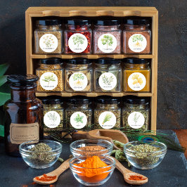 Etiketter för vattenfärgen Herb och Spice Burk