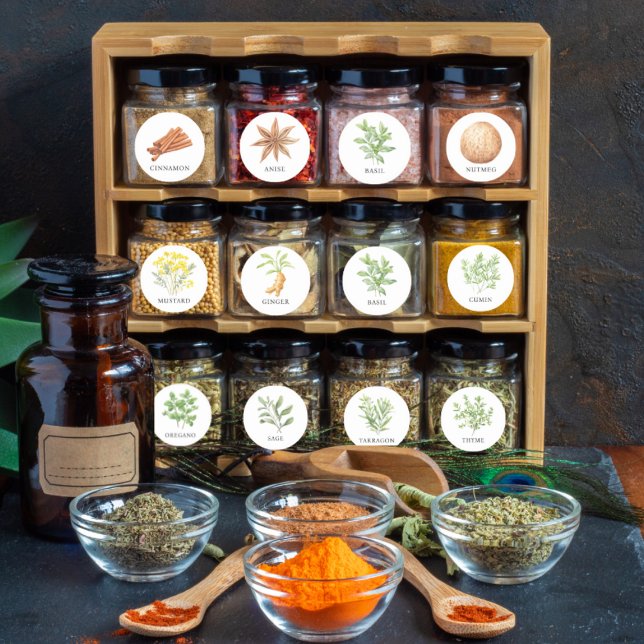 Etiketter för vattenfärgen Herb och Spice Burk (Watercolor Herb and Spice Jar Labels)