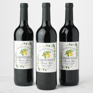 Etiketter för vattenfärgen Lemon Guld Limoncello F