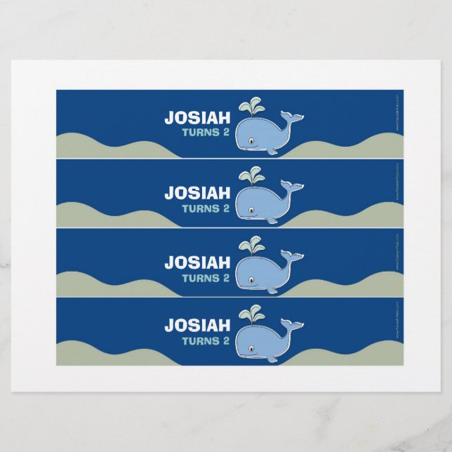 Etiketter för Vattenflaska av blå val (Framsida)