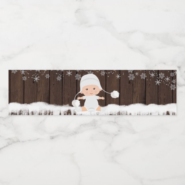 Etiketter för Vattenflaska av snöflummiskuvrar (Singel etikett)