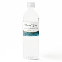 Etiketter för Vattenflaskan Bröllop i Teal och Gul