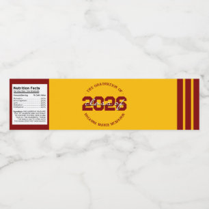 Etiketter för Vattenflaskan Maron & Guld Studenten