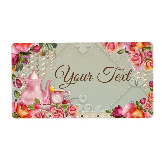 Etiketter för Vattenflaskan Tea Party Fraktsedel (Framsidan)