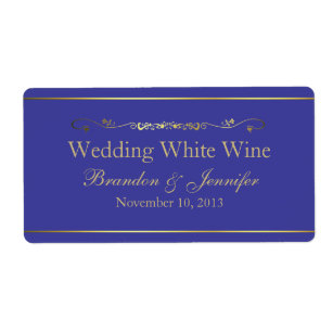 Etiketter för vin för blått- & guldpersonligt fraktsedel