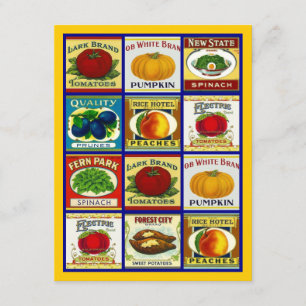 Etiketter för vintagefruktVeggie förbigår Inbjudningar