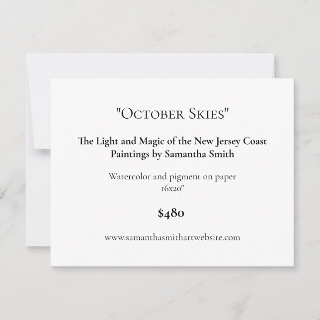 Etiketter för Visning av anpassade Art Exhibition Julkort (Framsida)