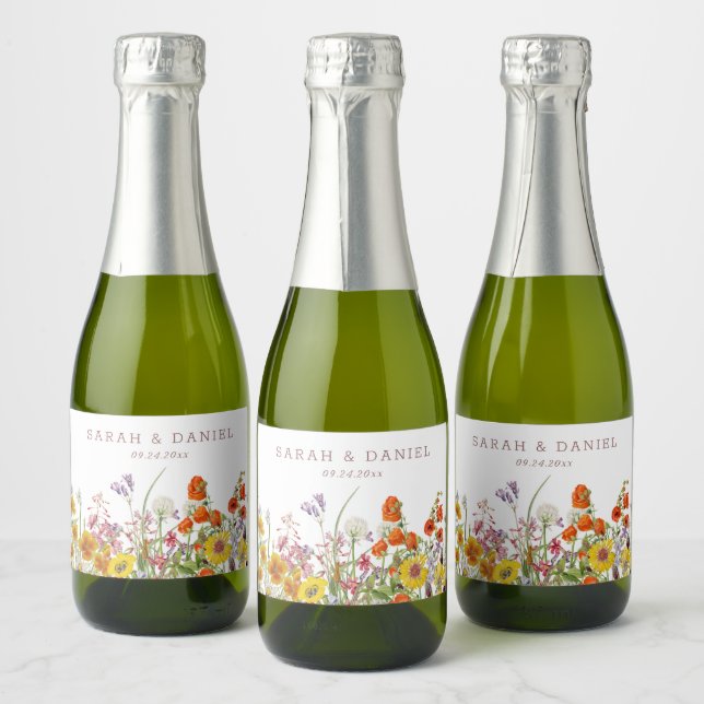 Etiketter för Wildblomma Mini Sparkling Vin Flaska (Flaskor)