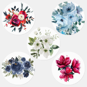 Etiketter - ljusa vattenfärger blommor