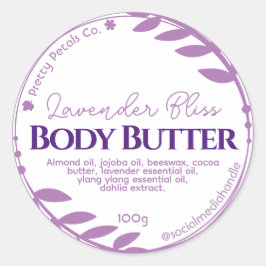 Etiketter på botaniskt Lila Löv Lavender Body Butt