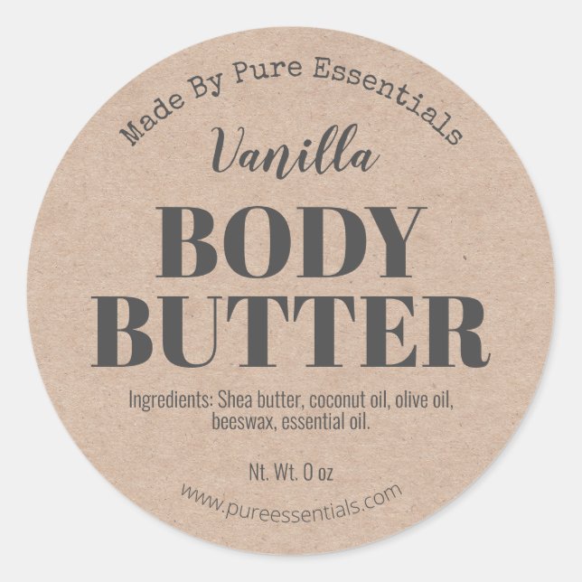 Etiketter på Rustic Kraft Body Butter (Framsida)