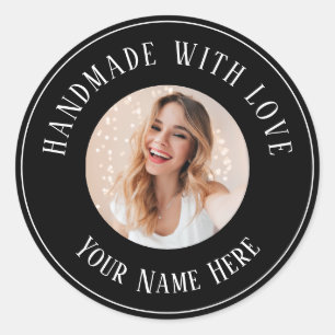 Etiketter som är handgjorda med kärlek-textfoto me