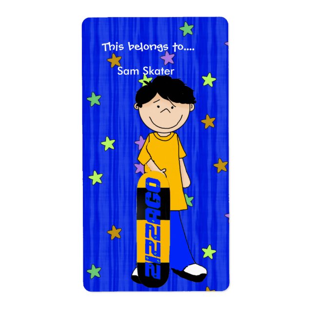 Etiketter Stickers Bookplate Boy Skateboard Fraktsedel (Framsidan)