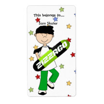 Etiketter Stickers Bookplate Boy Skateboard