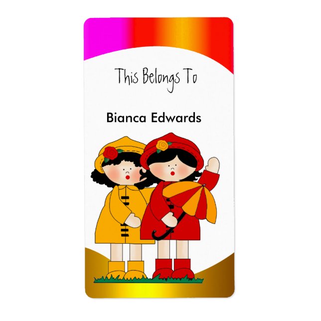 Etiketter Tonåringar Barn Flickor Bok Tallrik Fraktsedel (Framsidan)