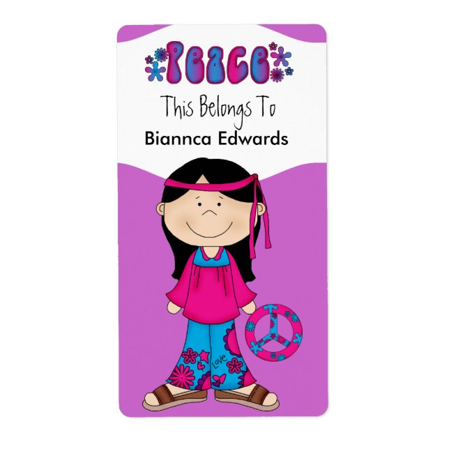 Etiketter Tonåringar Kids Retro Peace Bok Platt Bi Fraktsedel (Framsidan)