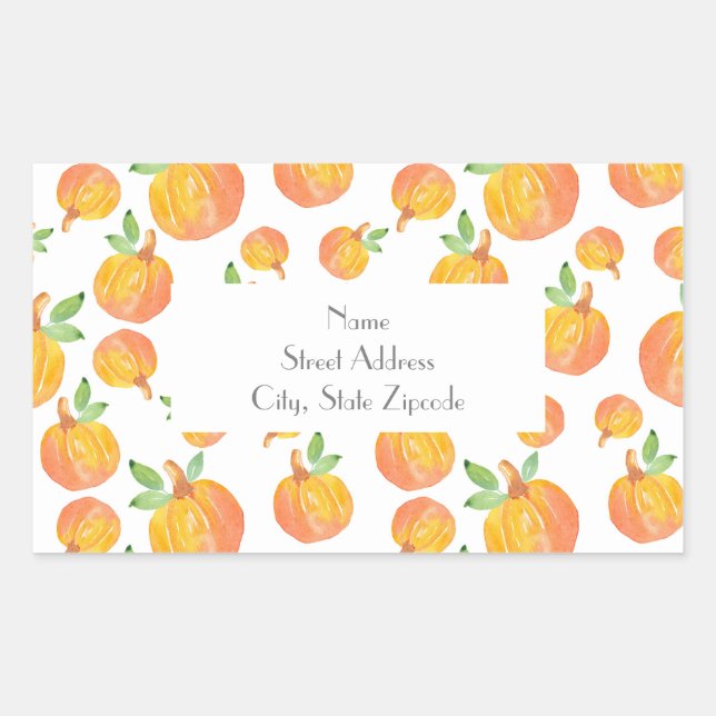 Etiketter "Watercolor Pumpkin Mönster 3" (Framsida)