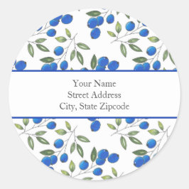 Etiketterna "Hand plockade Bluebär Mönster" Runt Klistermärke