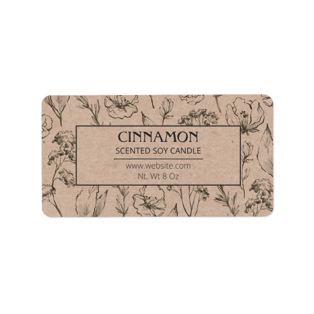 Etiketterna land Kraft Wildblomma och Herb Candle Adressetikett (Framsidan)