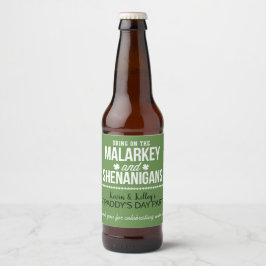 Etiketterna Malarkey & Shenanigans Beer Flaska Ölflaska Etikett