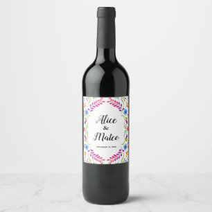 Etiketterna Mexiko Bröllop Theme Vin Flaska Vinflaska Etikett