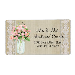 Etiketterna Rustic Land Mason Burk  Rosa ros Fraktsedel