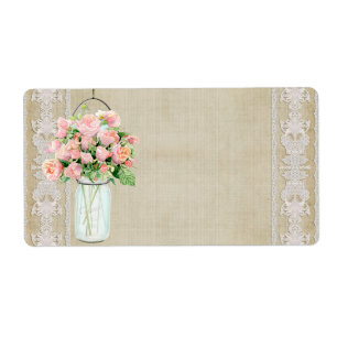 Etiketterna Rustic Land Mason Burk  Rosa ros Fraktsedel