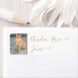 Etiketterna Skola Bok Namn Pet Photo Template Cute Returadress Etikett