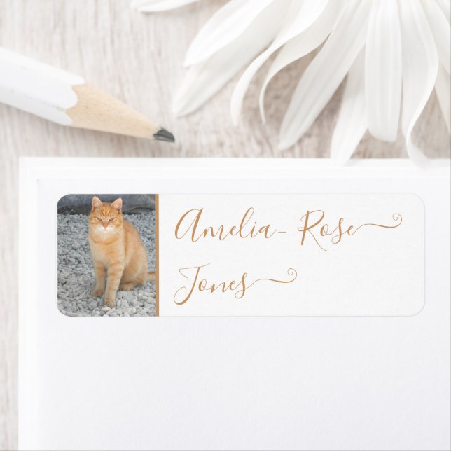 Etiketterna Skola Bok Namn Pet Photo Template Cute Returadress Etikett (Insitu)