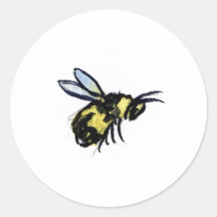 Etikettetiketter för honungsbee Art Painting Runt Klistermärke