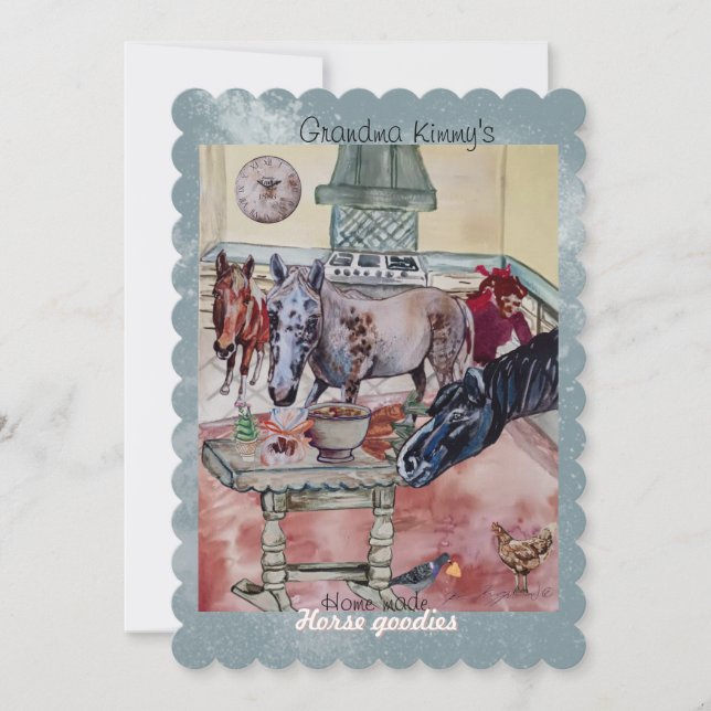 Etikettinbjudan för anpassningsbar av hästgodis inbjudningar (Framsida)