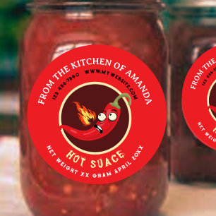 Etikettmall för Retro Homemade Hett Sauce Runt Klistermärke
