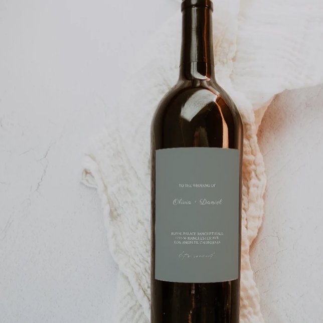Etikettmall för Sage Grönt vin flaska Vinflaska Etikett (Sage Green wine bottle label Template)