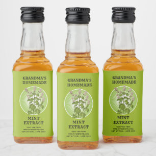 Etikettmall för vintage Homemade Mint Extract Spritflaskor Etikett