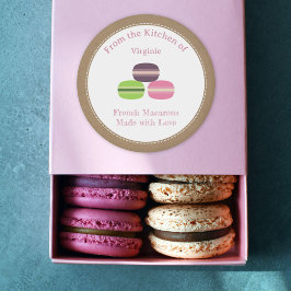 Etikettmärke för Rustic Fransk Macarons-etikett Runt Klistermärke